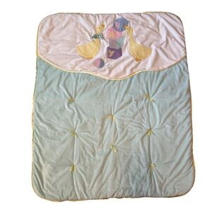 Vintage Handmade Silly‎ Goose Baby Blanket Pastel Blue White 39x48